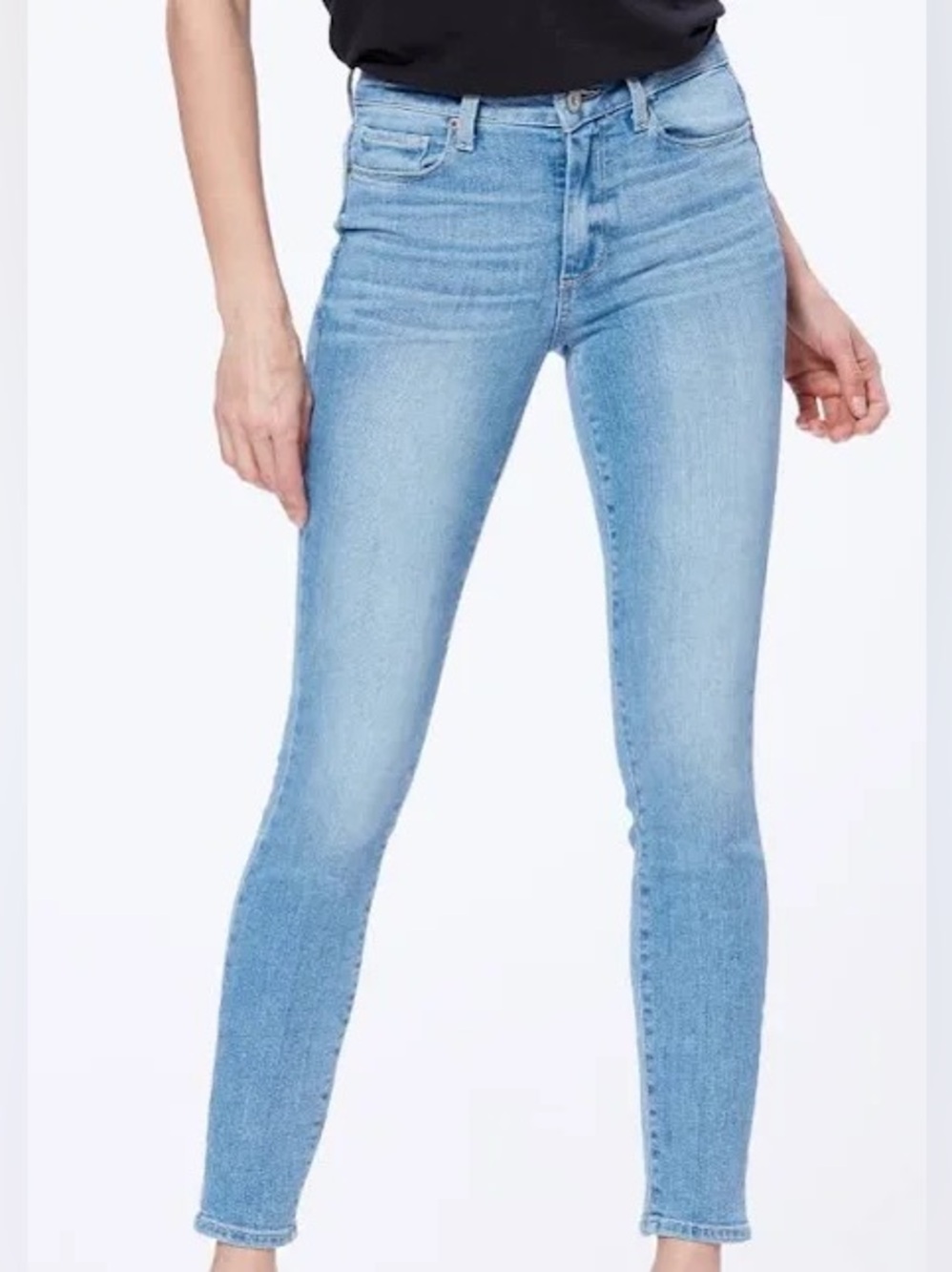 PAIGE Light Blue Skinny Jeans with Frayed Hem